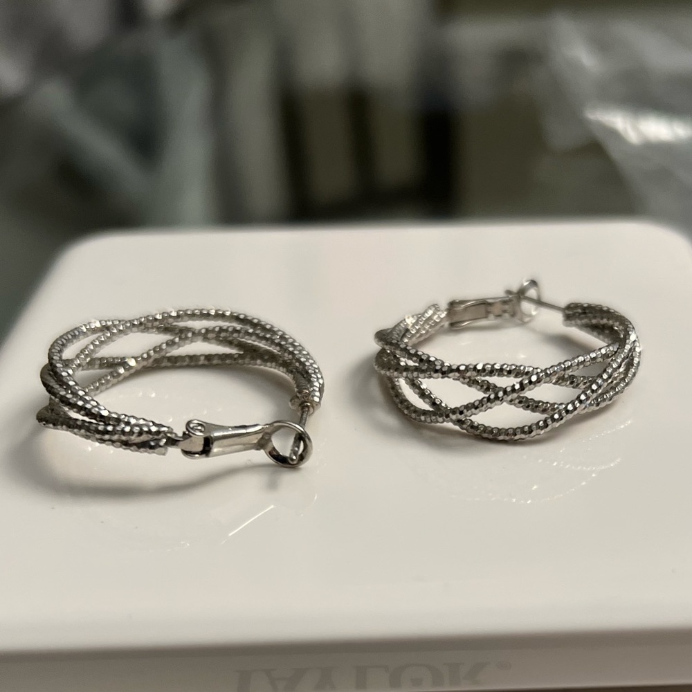 Silver toned hoop earrings
